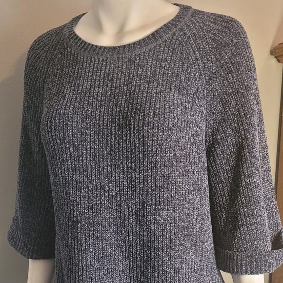 ARCHITECT Womens Black White Speckled Sweater Sz 1X 3/4 Cuffed Sleeves Hugge - Picture 2 of 10